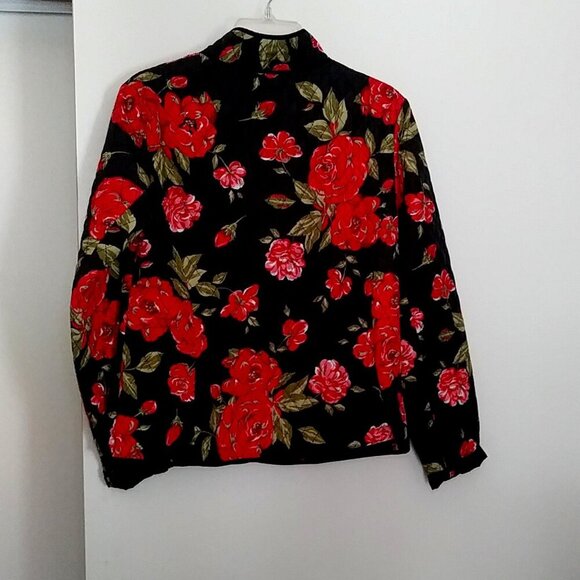 🌹 Kim Rogers Quilted Jacket – Petite M – Black Rose Floral - Picture 7 of 13